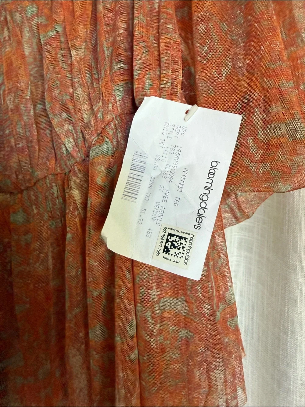 Orange Floral Puff-Sleeve Peasant Top